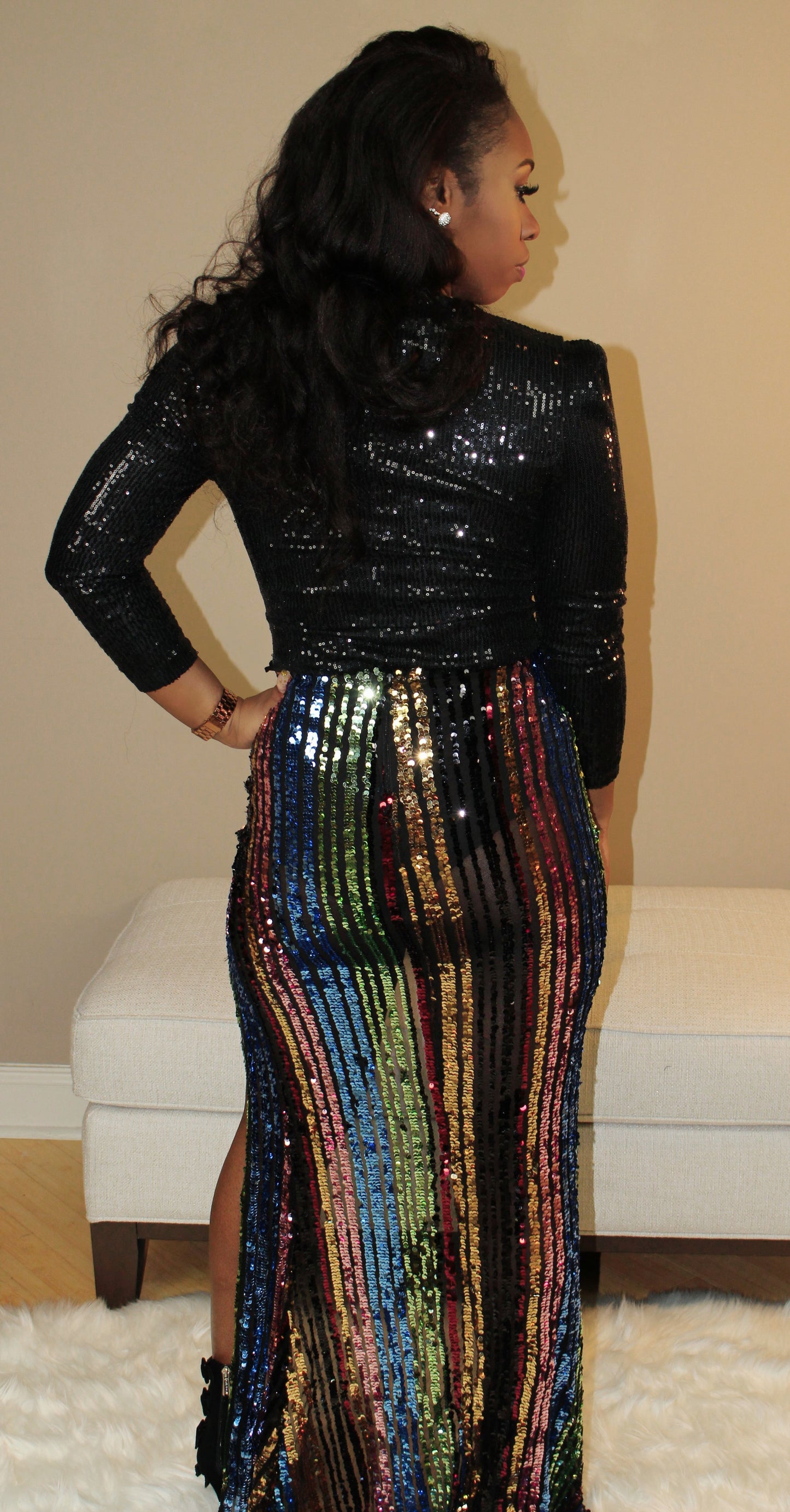 Rainbow Sequin Skirt