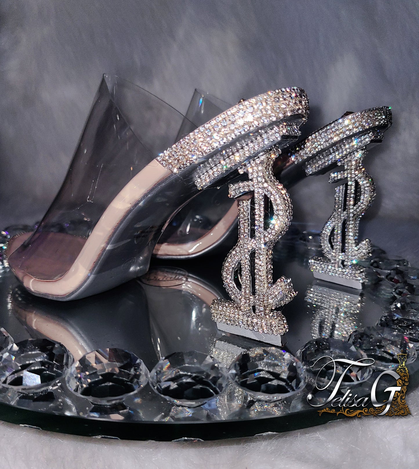 Mia Money Crystal Heels - NUDE