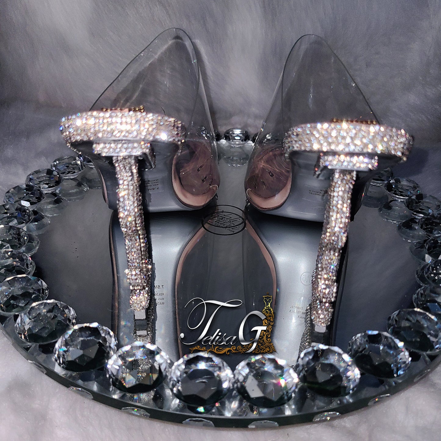Mia Money Crystal Heels - NUDE