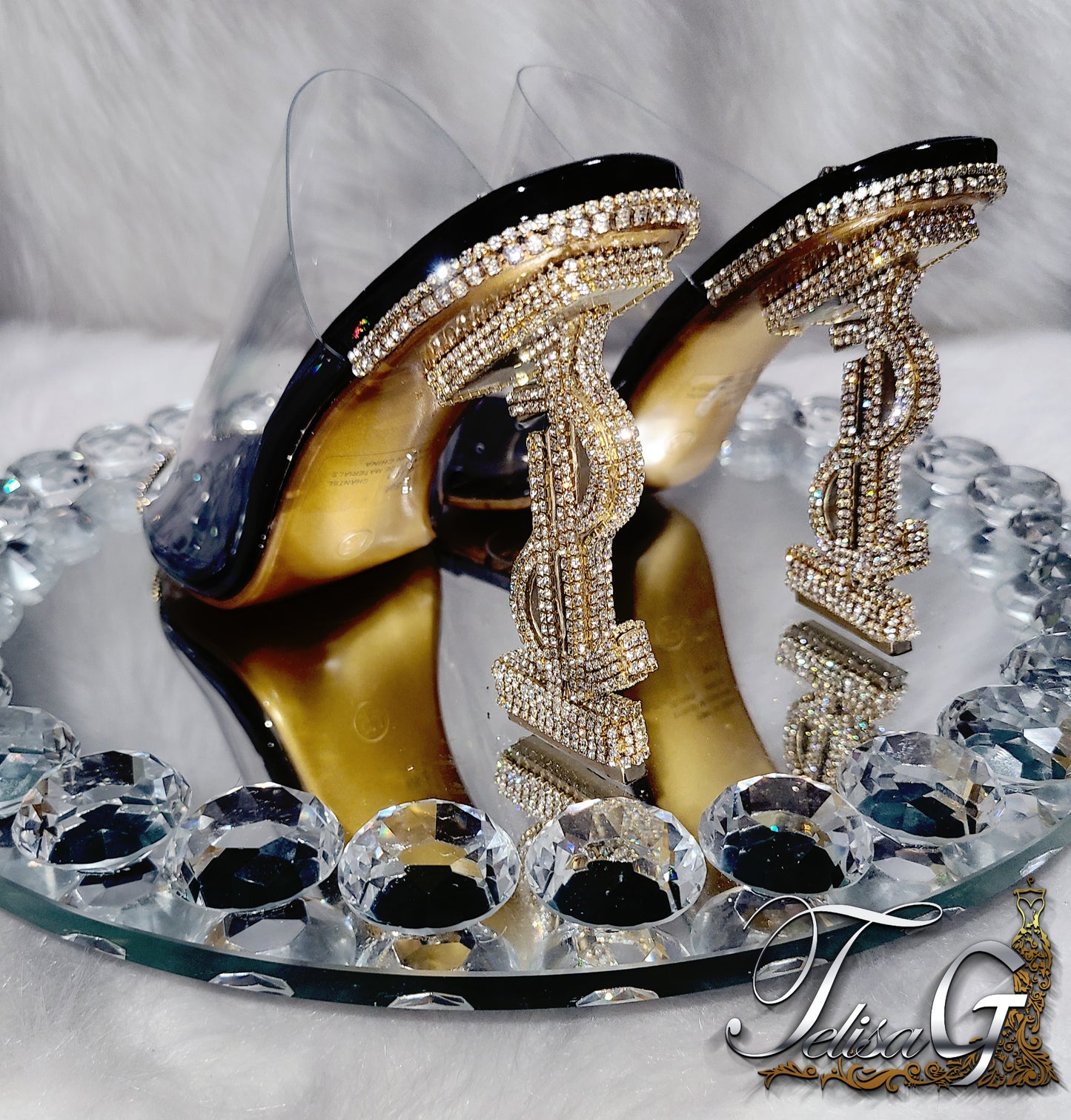 Mia Money Crystal Heels - BLACK