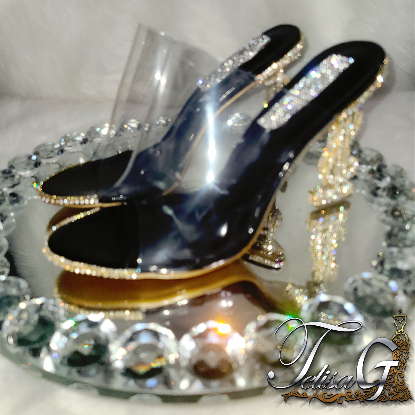 Mia Money Crystal Heels - BLACK