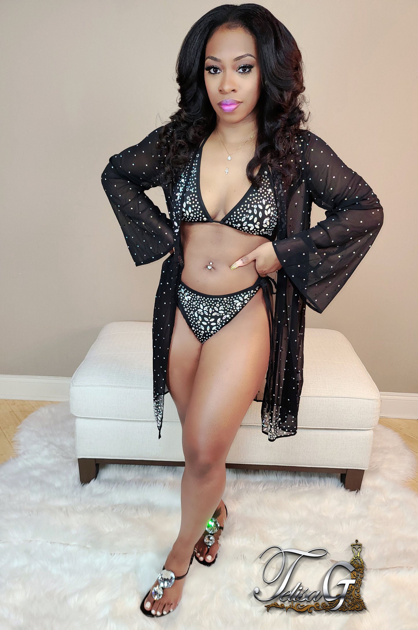 Jade Crystal Swim Set - (Black,Green,White)