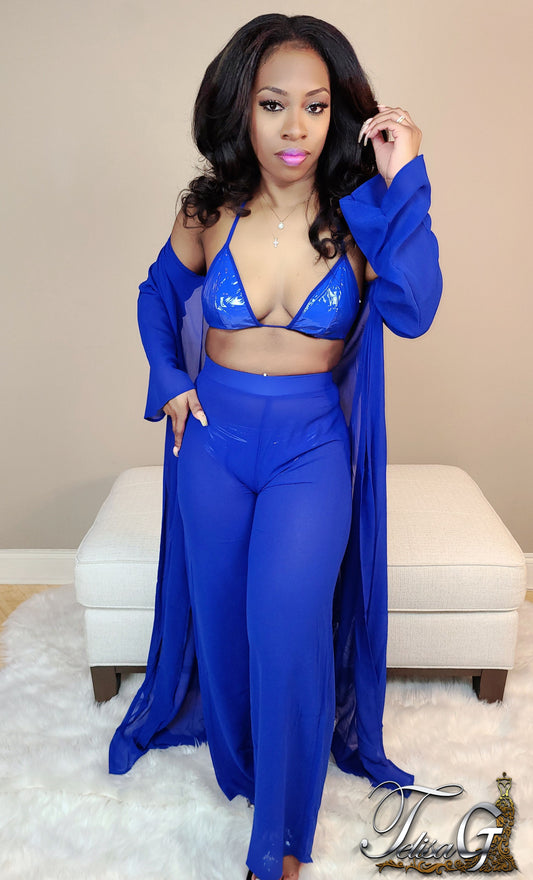 Lexi Leather Swim Set - Blue