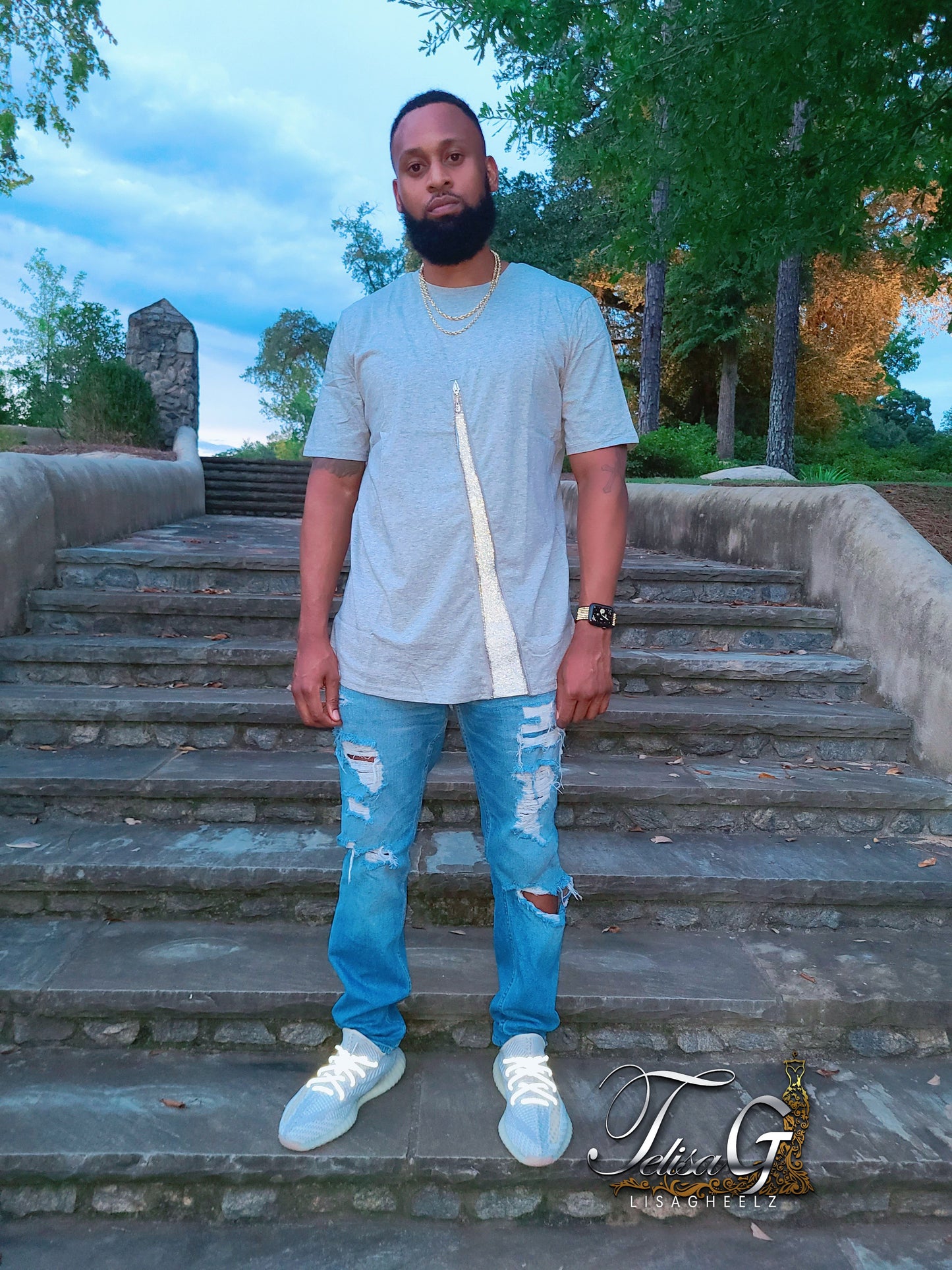 Zip Diamond Shirt(Grey)