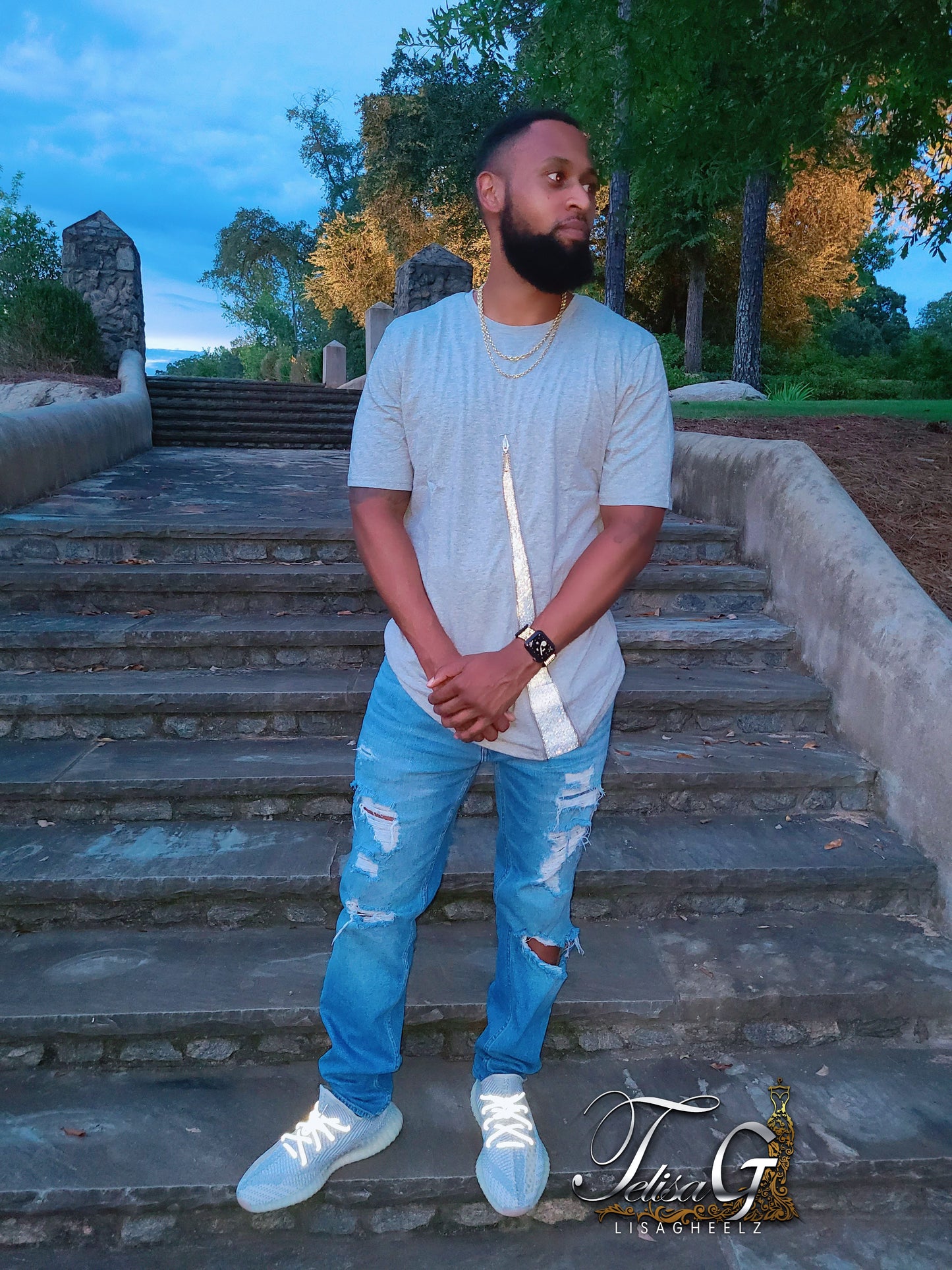 Zip Diamond Shirt(Grey)