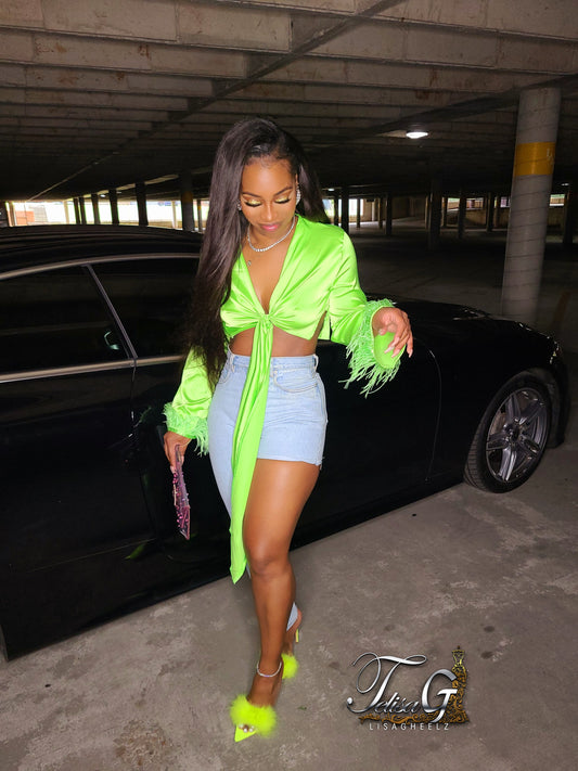 Candy Feather Trim Blouse