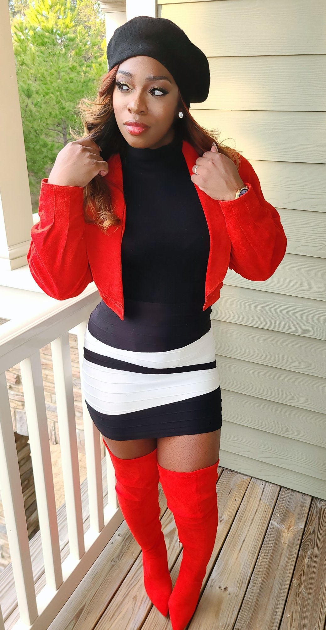 Kay Gold Heel Boots in Red