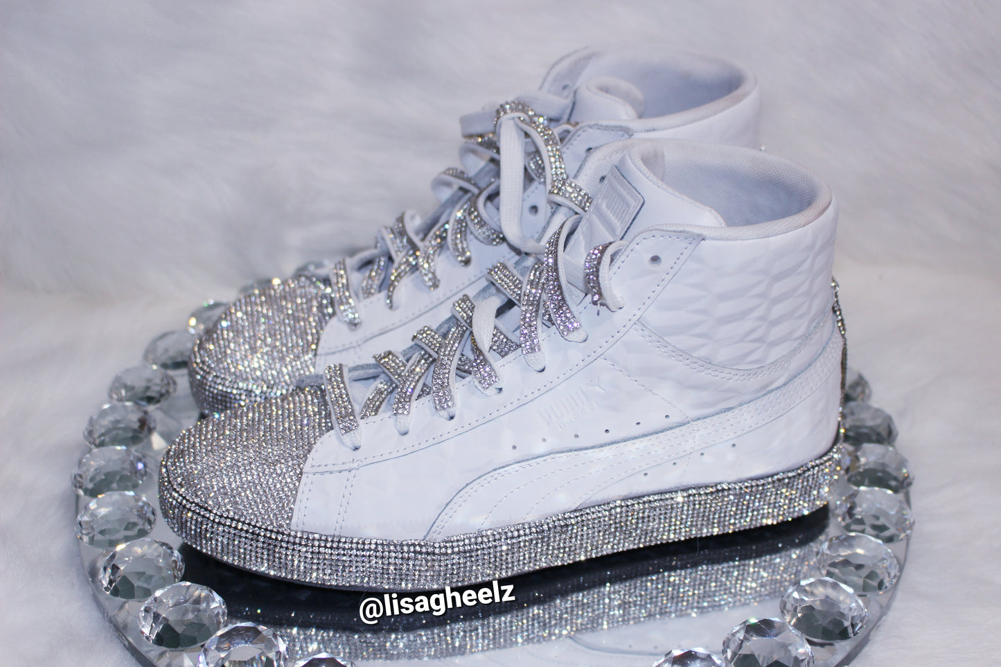 Lacy Grey Rhinestone Sneakers