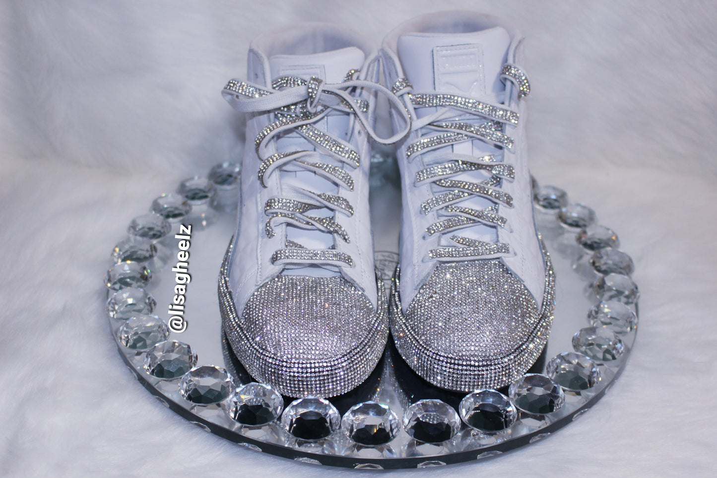 Lacy Grey Rhinestone Sneakers