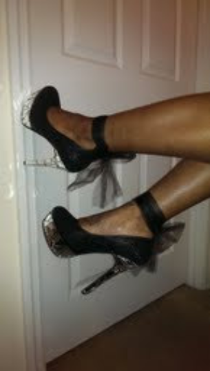 Maci Mirrors Black Glitter Heels